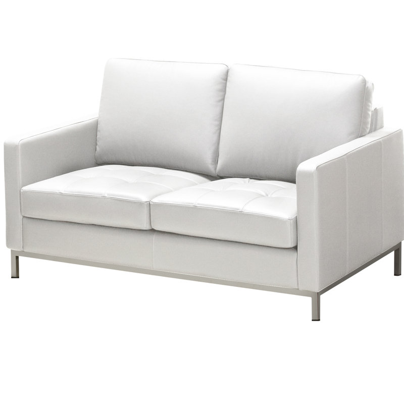 Causeuse Corniche, Cuir véritable blanc polaire