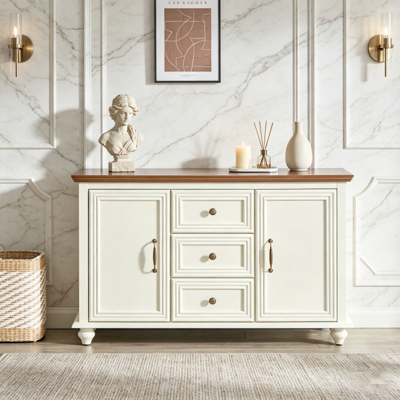 Buffet 47,3 "Mid Century, Brun / blanc