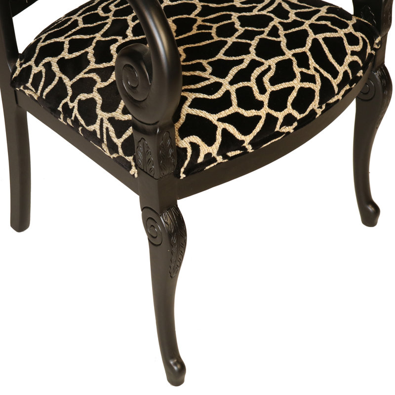 Fauteuil d'appoint Hide Snail, Polyester brun guépard, Dark Brown Wood