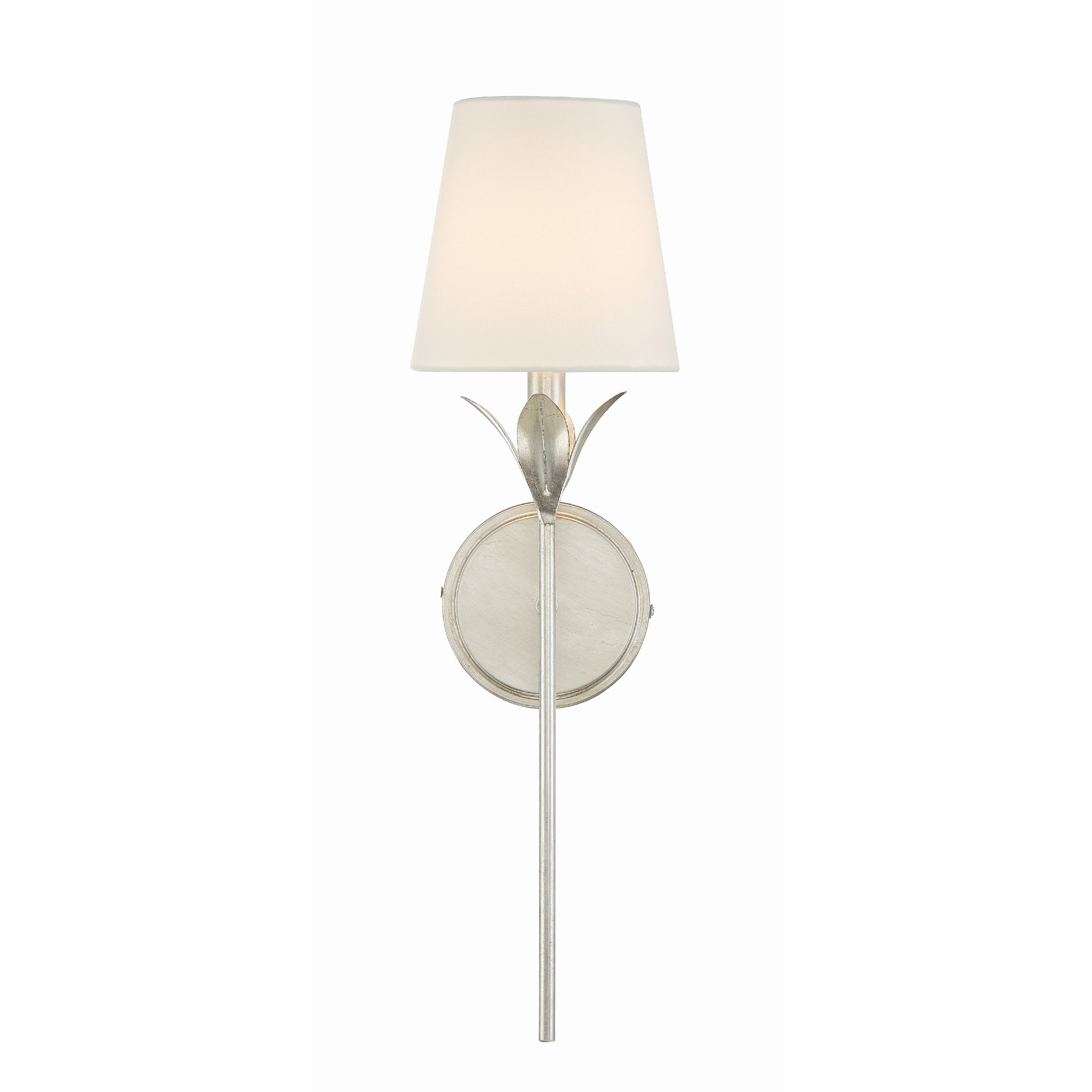 Margo 1-Light Dimmable Wrought Iron Wallchiere with Silk Shade , Antique Silver