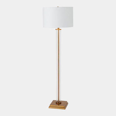 Glass Tube Floor Lamp-Antique Brass