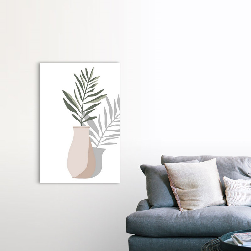 Vase et tige II, art mural, Toile tendue, H 48 po x l 32 po