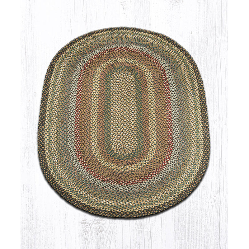  Natural Jute Oval Rug – Fir & Ivory Braided Rug – Durable Farmhouse Decor, Oval 4' x 6'