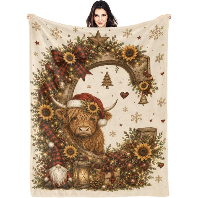 Couverture de Noël Highland Cow