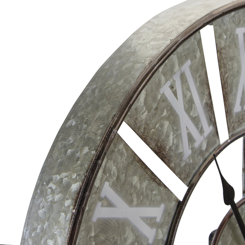 18" Round Galvanized Metal Roman Numeral Wall Clock