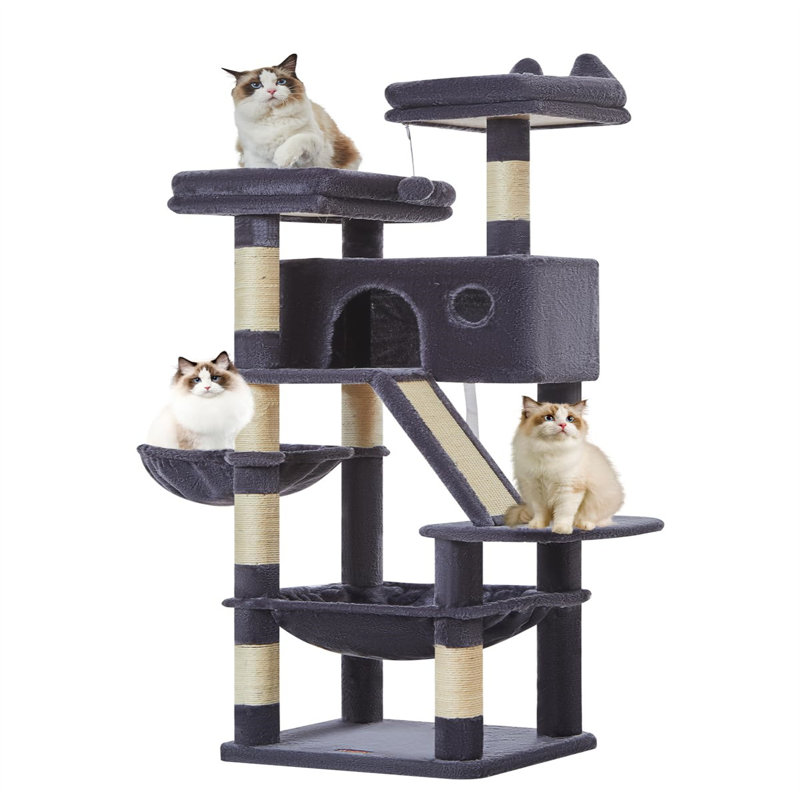 Evonda Cat Tree, 12.2" H x 18.11" W x 20.47" L, Dark Grey
