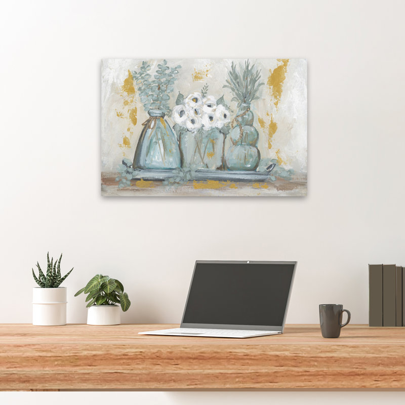 Verre trio floral, H 16 po x l 24 po