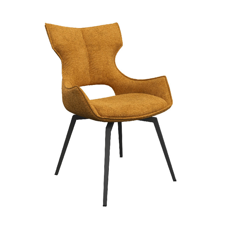 Deloney Fabric Swivel Dining Chair, Mustard