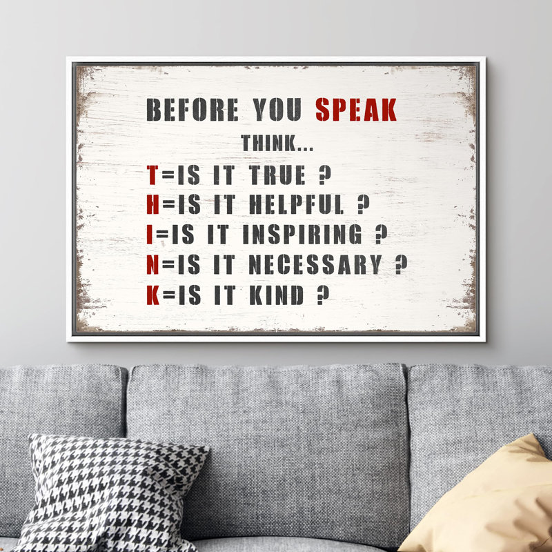 " Think Acronym ", 24" H x 36" W x 1.5" D, White