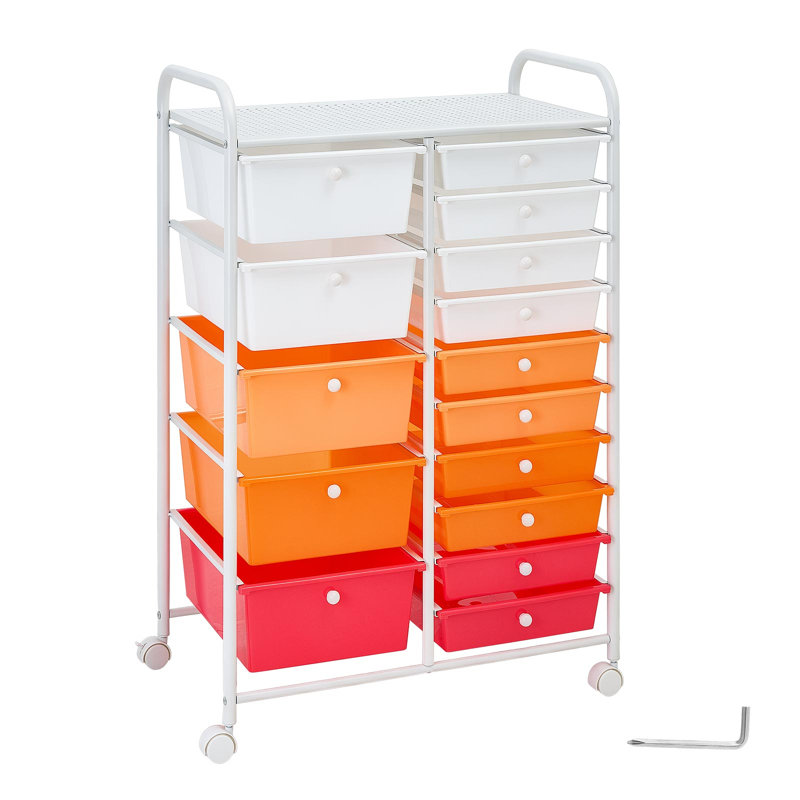 Utility Cart with Wheels, 96.5cm H x 63cm W x 39cm D, Red