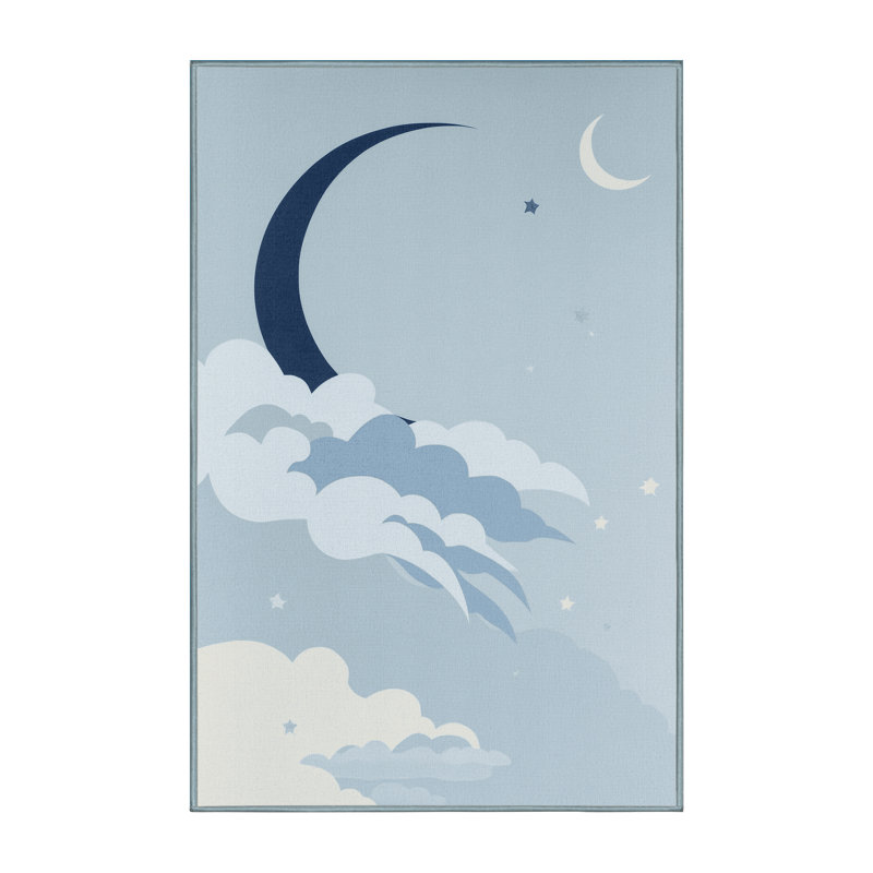Tapis bleu moelleux doux en peluche Dykstra Tsukuyomi, 6 X 9