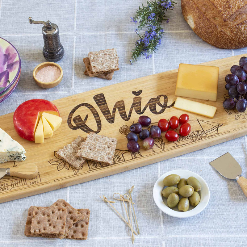 Ohio 30-Inch Engraved Bamboo Charcuterie Board