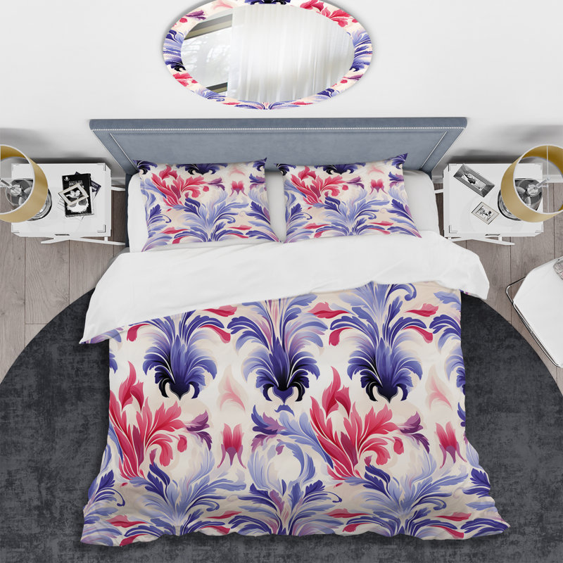 Ensemble de housse de couette Pink And Purple Ikat Facade Splendor - Ikat, Housse de couette pour grand lit et 2 taies décor