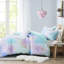 Literie imprimée Tie Dye pour lit simple / simple TG avec coussin en microfibre aquarelle taille simple