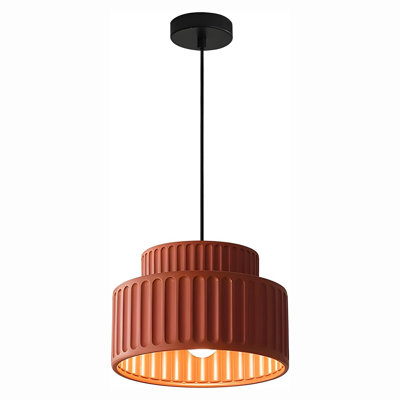 Luminaire suspendu rond moderne de style Mid-Century avec îlot de cuisine et abat-jour rond en résine orange pour salle à manger