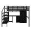 Lit mezzanine double en métal avec garde-robe et table