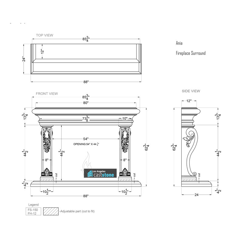 Bordure de foyer Ania, Gris lisse