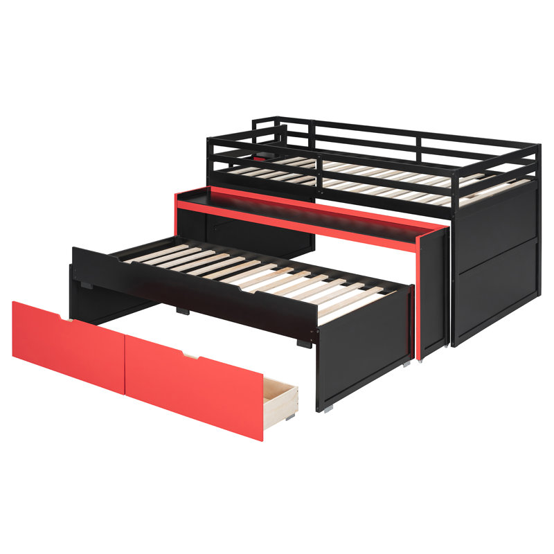 Lits avec rangement, lit mezzanine moderne double en bois aggloméré pour la maison