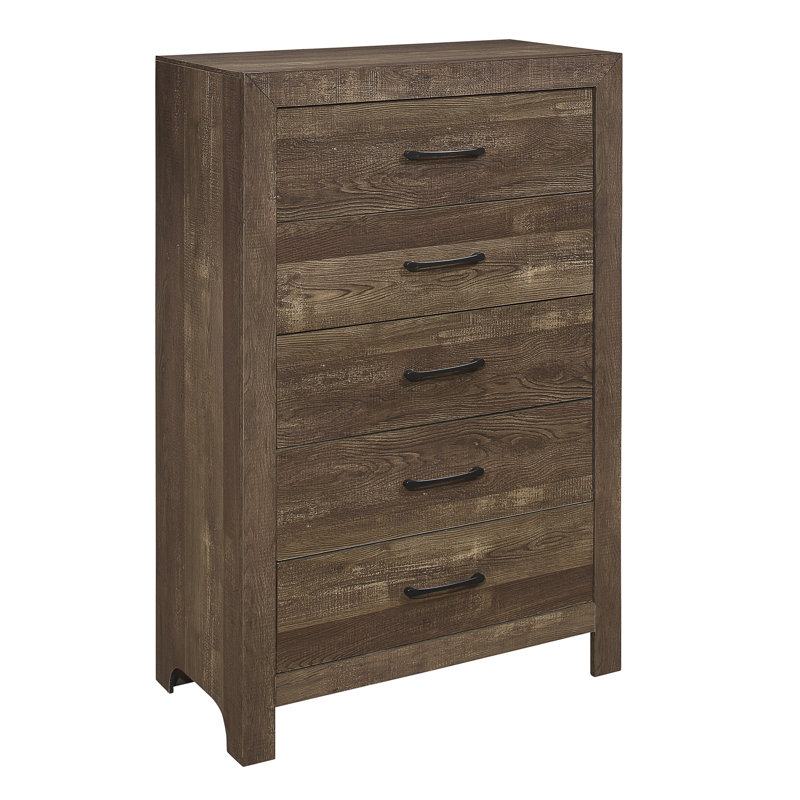 Commode de chambre rustique à 5 tiroirs avec quincaillerie en métal noir | Idée de cadeau, Brun