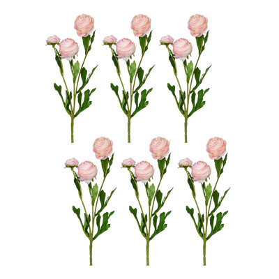 Audet Silk Decorative Artificial Rose Persian Buttercup Flowers,Set of 6"
