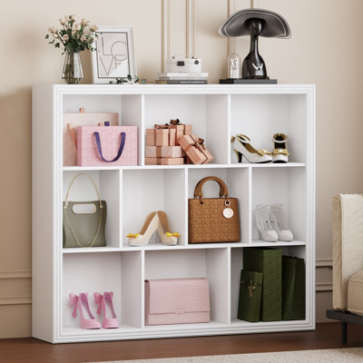 Book Shelf with 10-Cube, 43.3” Wide Bookshelf with Anti-Tip Design, Open Bookcase, Modern Display Organizer Book Case for Living Room, Bedroom, Study Room