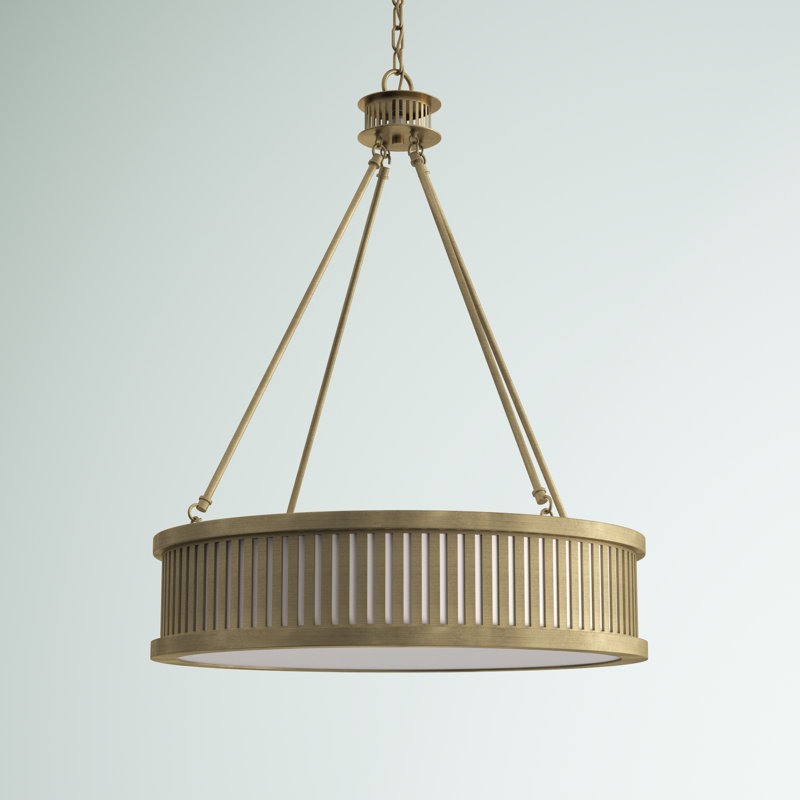 Lustre tambour 4 lumières Eastin, Laiton chaleureux