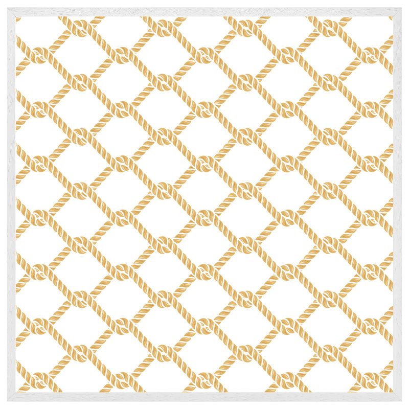 Arrollo Gold Chainlink Rope - Single Picture Frame Print, 41cm H x 41cm W, White Framed
