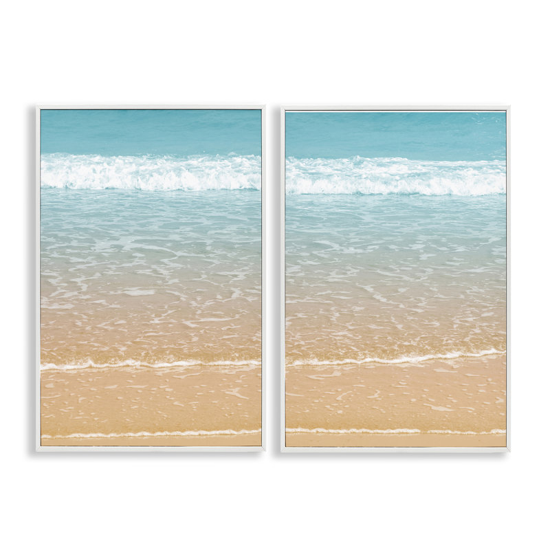 Vivid Calming Beach Views 2 PC, estampe numérique par Nataly White, Estampe numérique encadrée blanc bord de mer