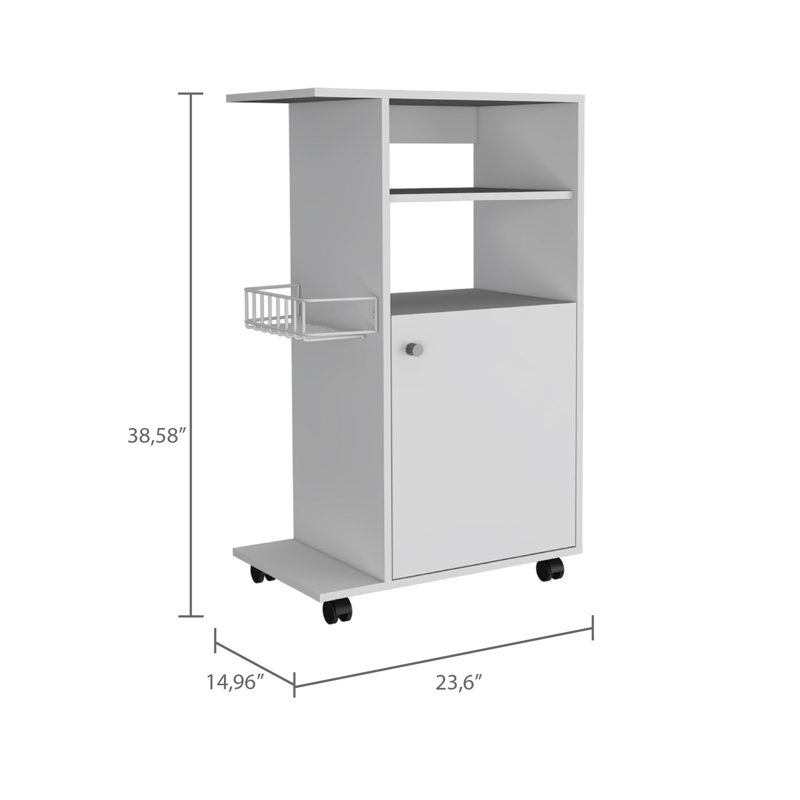 Chariot de cuisine Clip, armoire à une porte, quatre roulettes - blanc