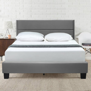 Latitude Run® Giulia Faux Leather Upholstered Queen Platform Bed In Black( incomplete)