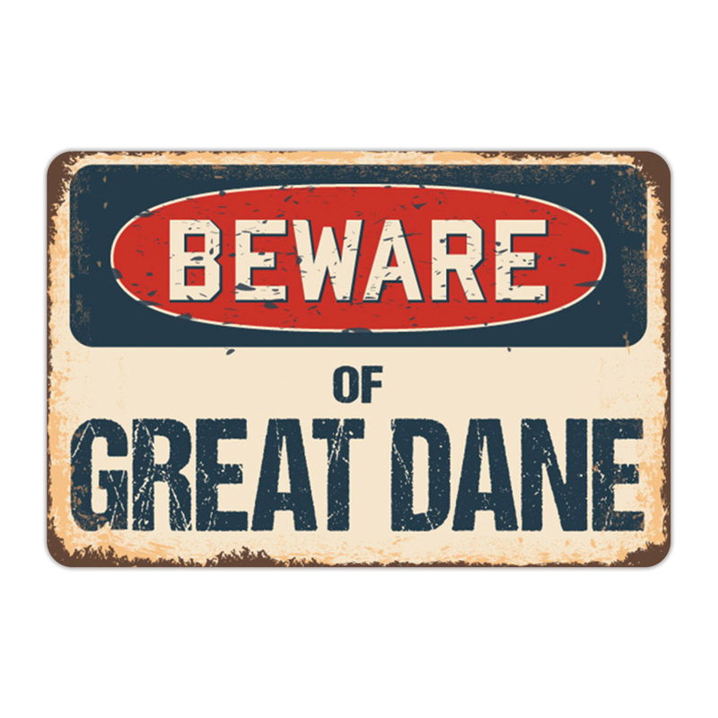 Panneau «Beware of Great Dane», H 18 po x l 24 po x P 0,1 po