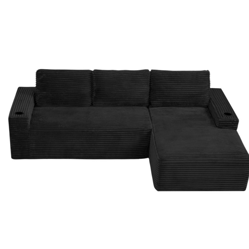 Canapé modulaire 104 po Cloud, canapé modulaire moderne avec assise profonde, tissu en velours côtelé, méridienne en L, aucun assemblage requis