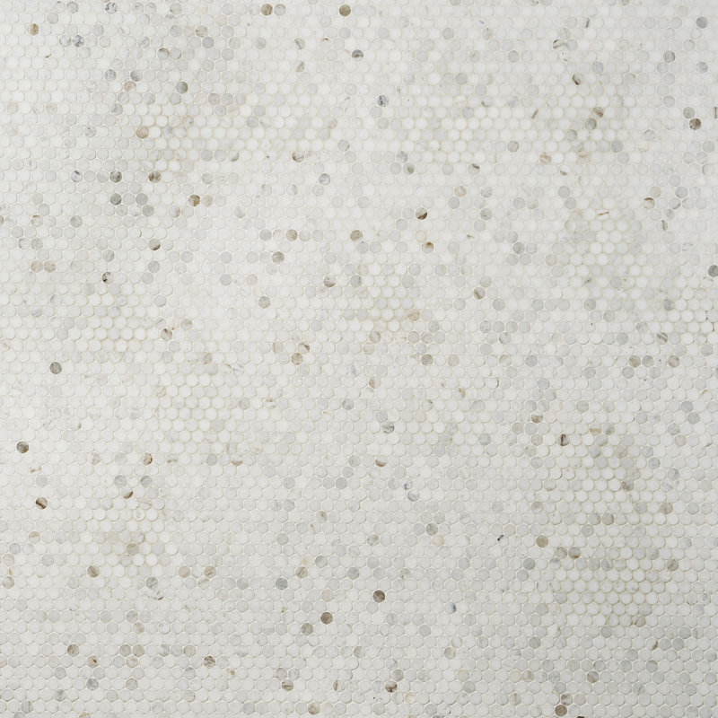 Bond Tile Polar White 11.53" x 12.4" Penny Round Polished Marble Mosaic Tile (0.97 Sq. Ft. / Sheet)