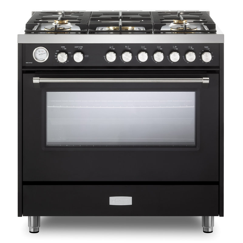 Verona Ultima Series 36 Inch Gas Range with 5 Sealed Burners, Black