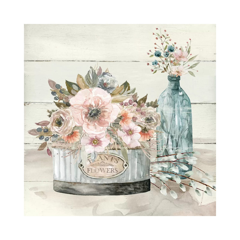 Shiplap Plants & Flowers by Carol Robinson - Wrapped Canvas Print, 66.04 cm H x 66.04 cm W x 1.91 cm D