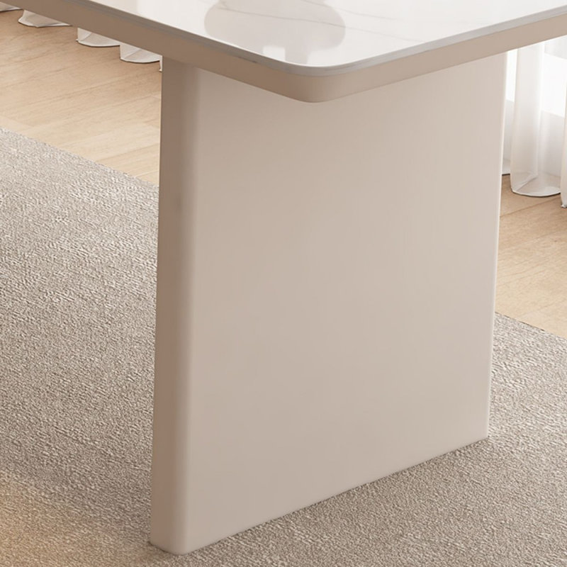 Bureau rectangulaire en pierre blanche et bois manufacturé avec tiroirs, 29.53" H x 78.74" W x 47.24" D, Retour à gauche