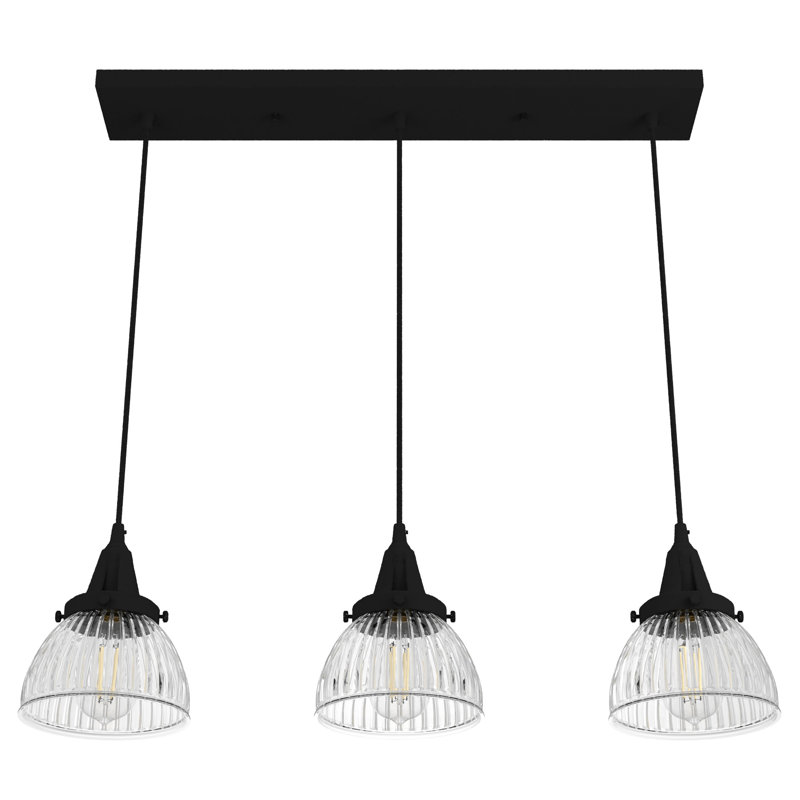 Cypress Grove Natural Iron 3-Light Fluted Glass Cluster Pendant
