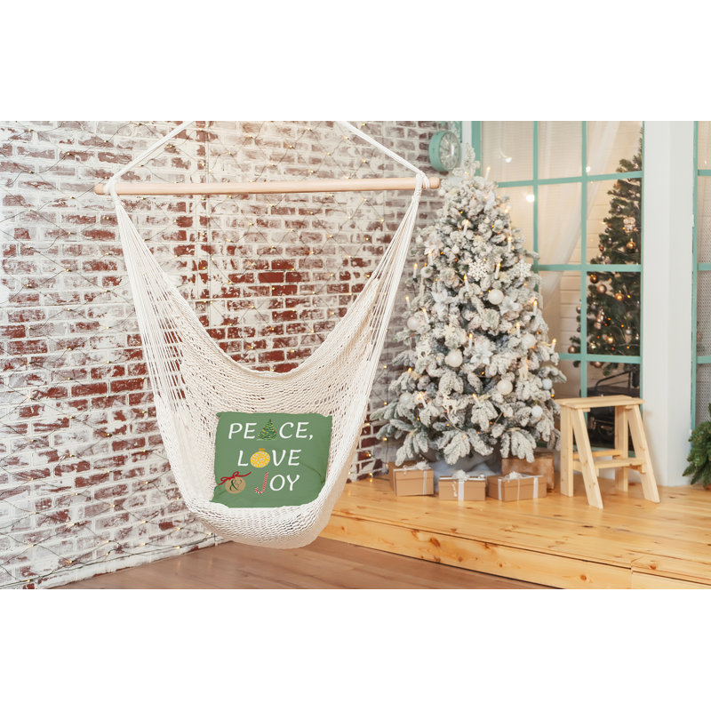 Peace Love Joy Accent Pillow with Insert, Green, 24" H x 24" W