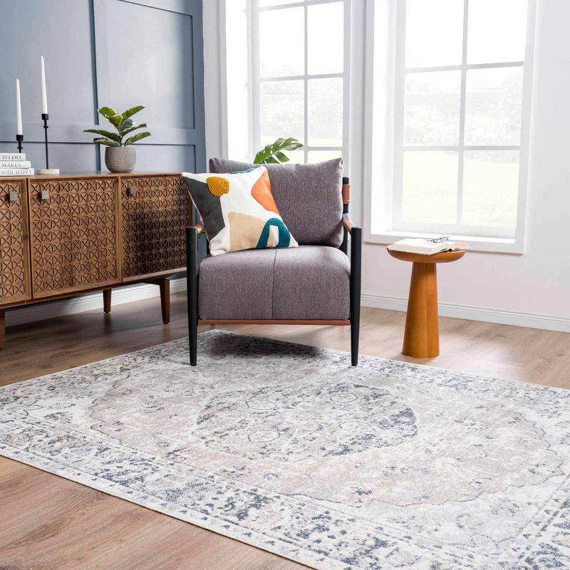 Tapis oriental oriental lavable à la machine, Rond 6 pi 7 po