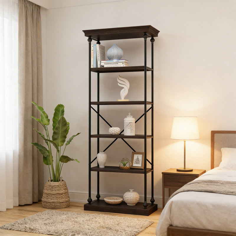 Metal Pipe Shelf With Fir Wood, Noir