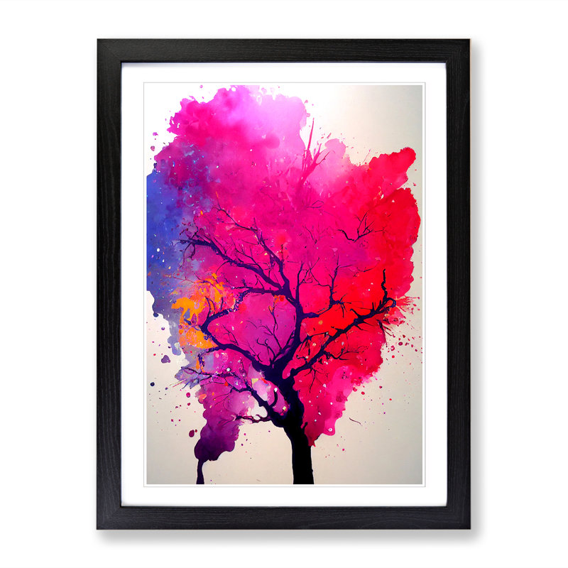 Plum Tree Paint Splatter Vol.3 - Framed Print, Black, 46cm H x 34cm W x 2cm D