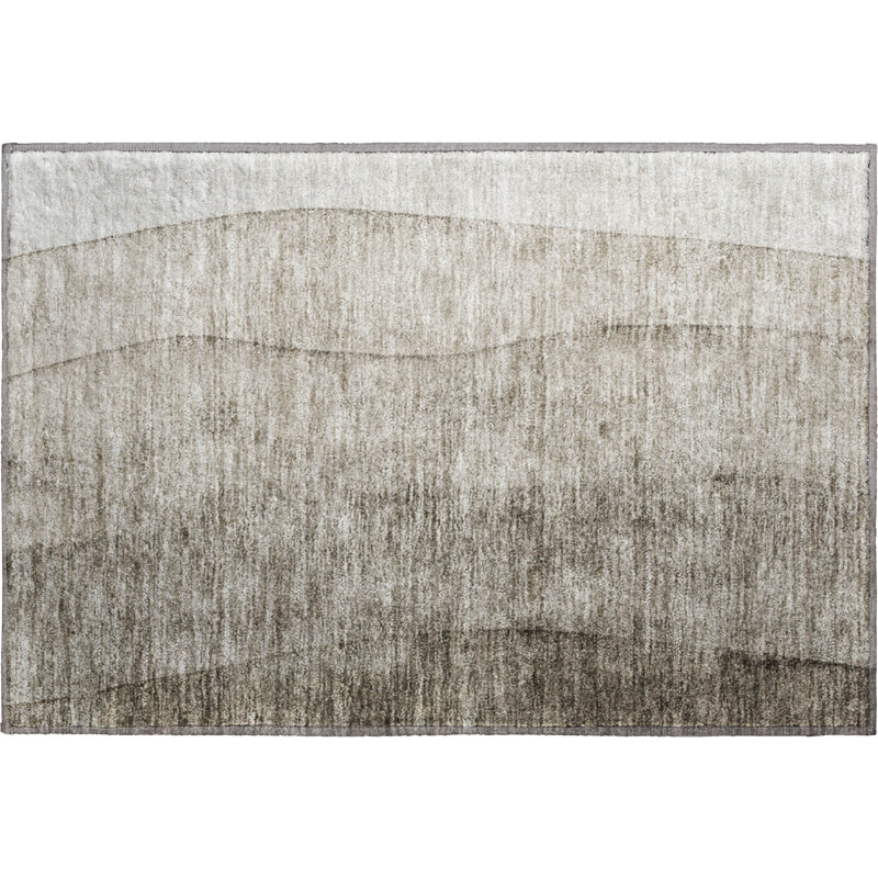 Tapis taupe Prisco lavable à la machine de qualité supérieure, Rectangle 1 pi 8 po x 2 pi 6 po