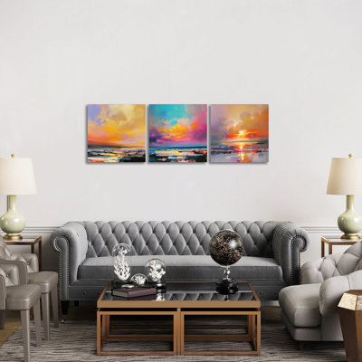 Diminuendo Sky Triptych - Canvas Wall Art Set - Wrapped Canvas (Set of 3)