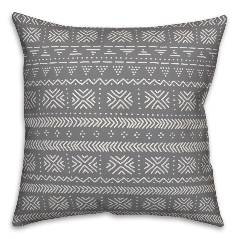 Throw Pillow, 18" x 18", Gray/White Geometric 3