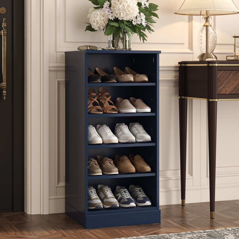 Armoire de rangement étroite à chaussures 100% bois massif avec tablettes réglables, rangement empilable peu encombrant, l 16,5 po x H 35,75 po