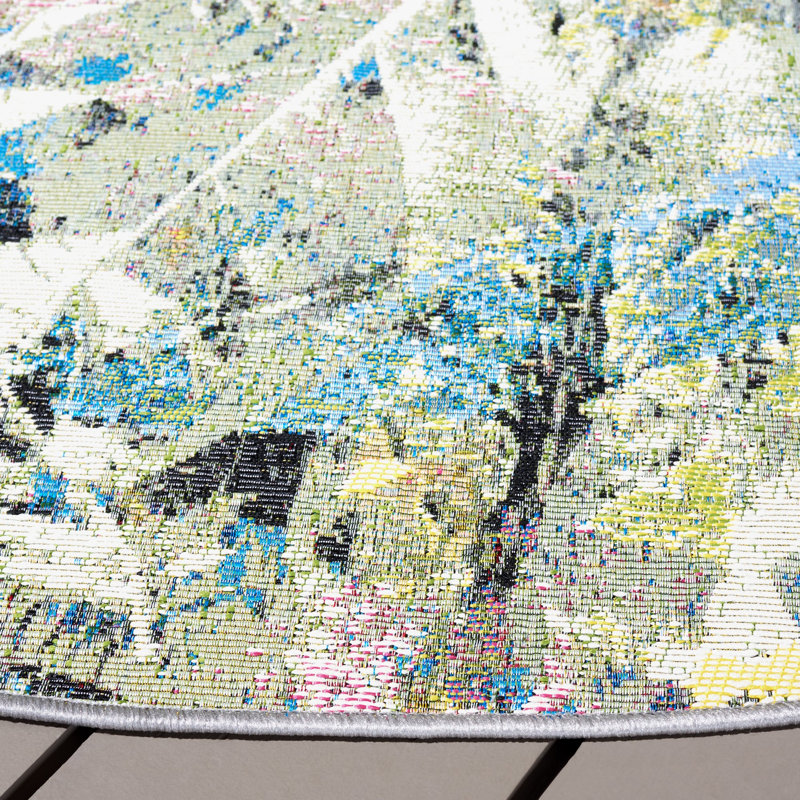 Barbados 500 Performance Floral Indoor/Outdoor Area Rug, Round 6'6"