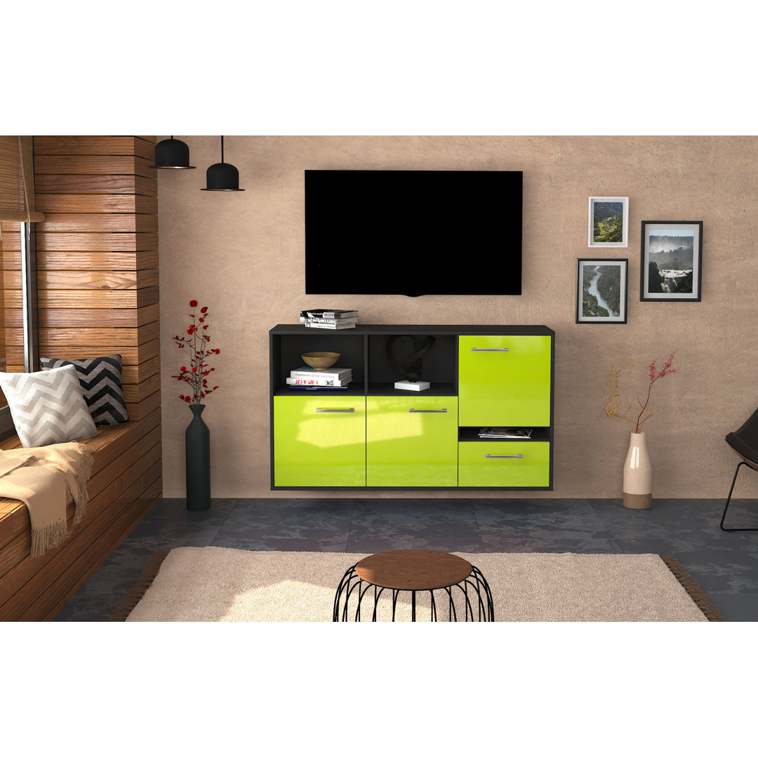 Sideboard Benoto, Farbe: Walnuss/Anthrazit, Fliegend/Metallgriffe, Größe: 136x79x35 cm