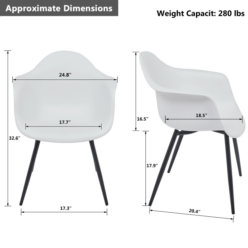 Chaise avec accoudoirs Angeline - blanc, Blanc