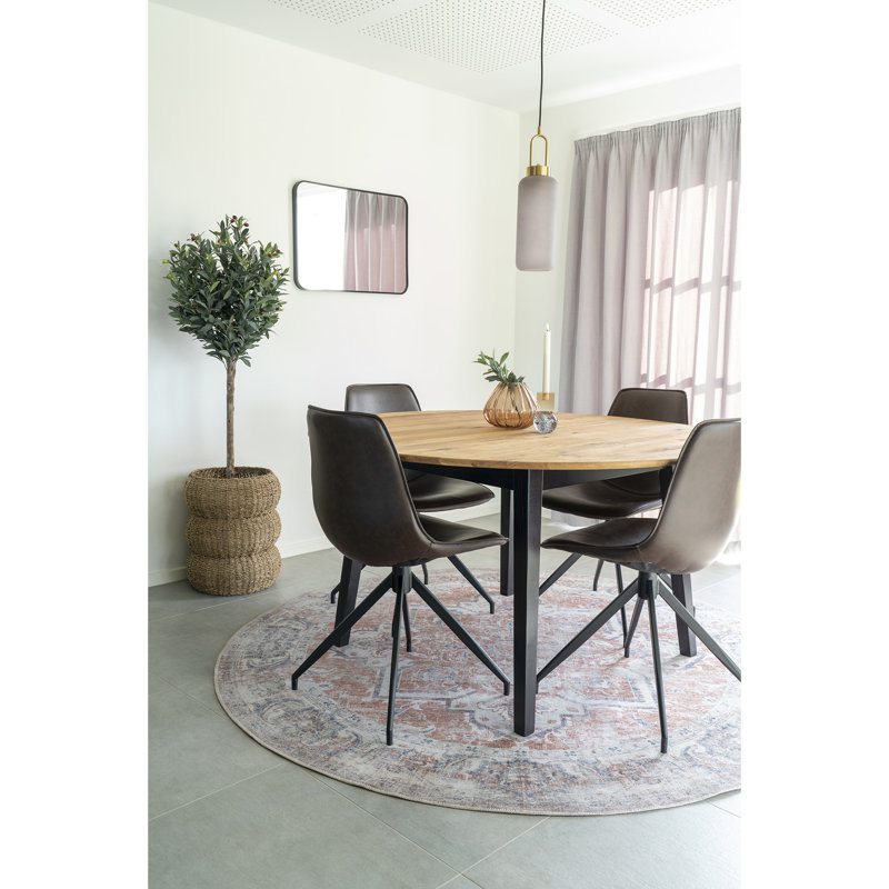 Colberg Oak Round Solid Wood Dining Table, Beige