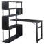 Table de coin en L pour bureau à domicile, table d'ordinateur rotative avec bibliothèque à 5 niveaux, quatre méthodes d'installation, roulettes verrouillables
